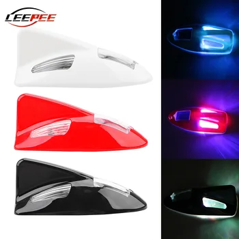 

LEEPEE 1PCS Solar LED Power Universal Car Warning Lamp Creative Shark Fin LED Light Decoration Strobe Bulb Exterior Accessories