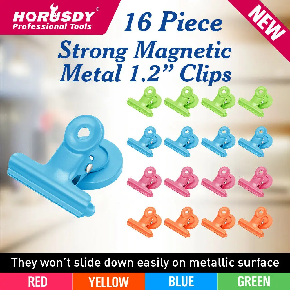 2020sedy 16pc Spring Clips Clamp Kitchen Fridge Holders Home Office Color