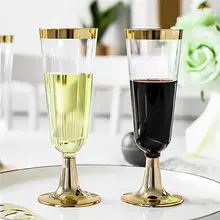 6 шт./компл. одноразовые Пластик красное вино Стекло Свадьба тостов шампанское флейты Стекло es для питевых чашек вечерние брак вина украшения