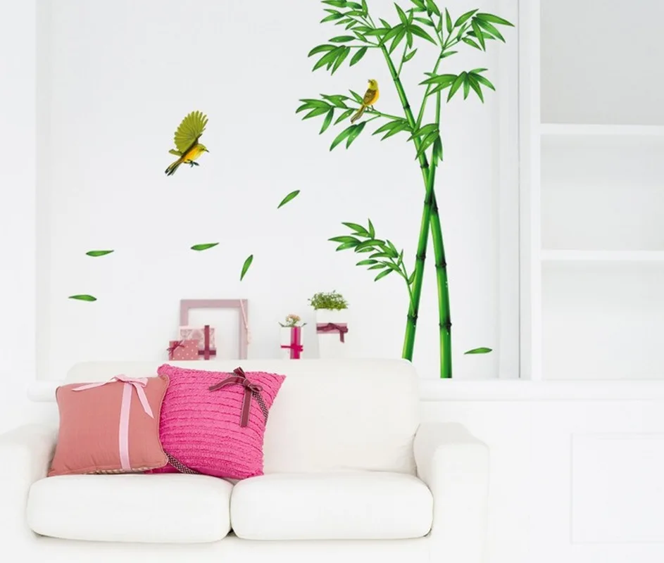 Бамбуковые наклейки для гостиной диван ТВ фон теплые украшения учебы настенные
