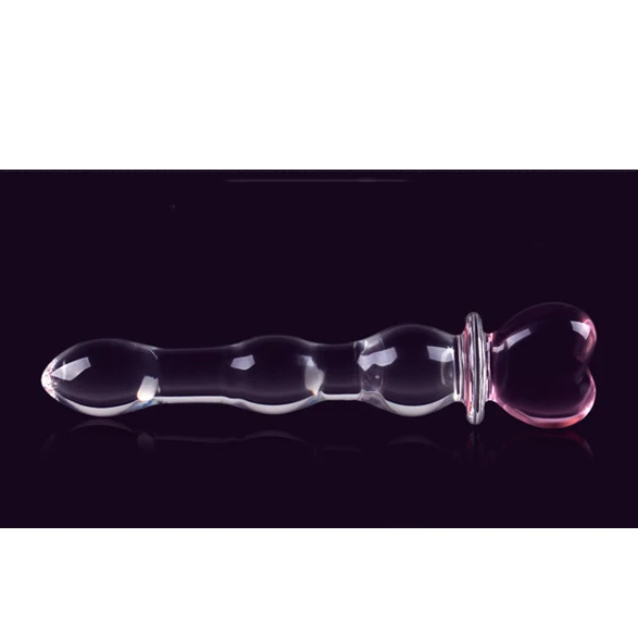hh028Heart Glass butt plug anal lesbian G SPOT squirt clear Crystal BEADS GAY anal prostate stimulator (3)