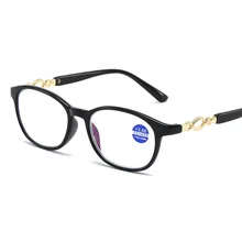 Новые женские очки для чтения с защитой от синего цвета, трендовые металлические HD полимерные очки с покрытием овальные женские модели, простые повседневные дикие очки для чтения