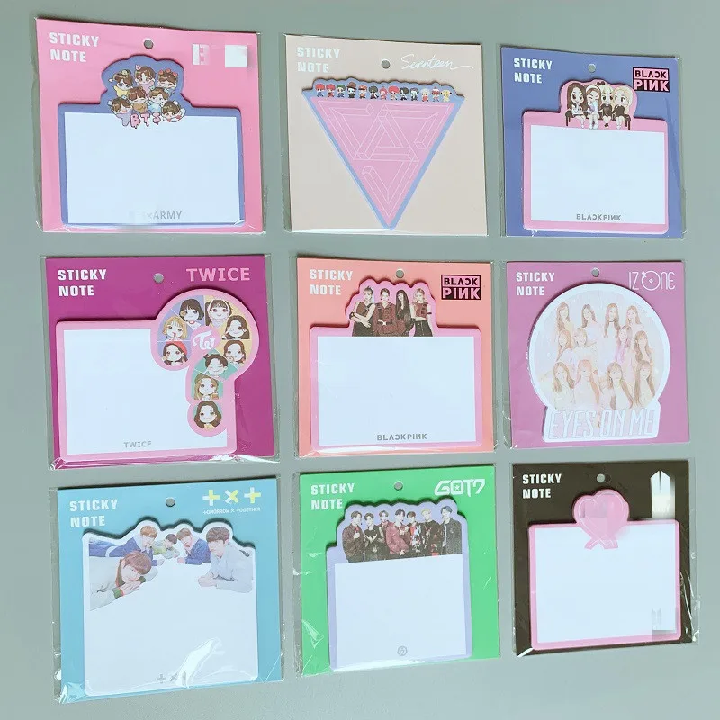 10 sets/lot KPOP BLACKPINK TWICE SEVENTEEN Sticky Notes IZONE Post-it notes GOT7 post it papeleria TXT Signature Sticker