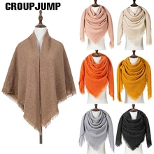 Женский зимний шарф для женщин клетчатые теплые зимние шарфы Женские Треугольные кашемировые шарфы женский носовой платок бандана одеяло