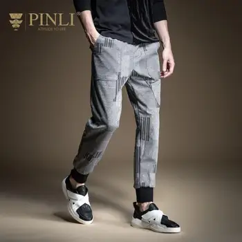 

Pinli 2020 Spring New Slim comfortable breathable striped feet tide brand men's casual trousers men's pants B201217031