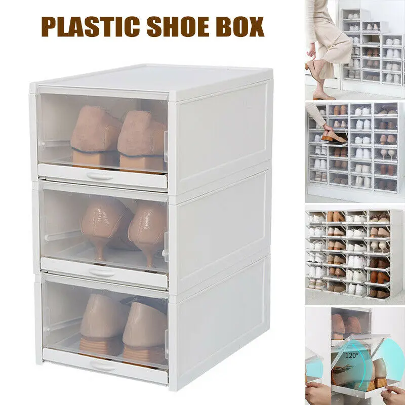 

3PCS/Set Push Drawer Type Shoe Box Shoe Organizer Drawer Transparent Plastic Anti-dust Damp-proof Stackable Storage Shoe box