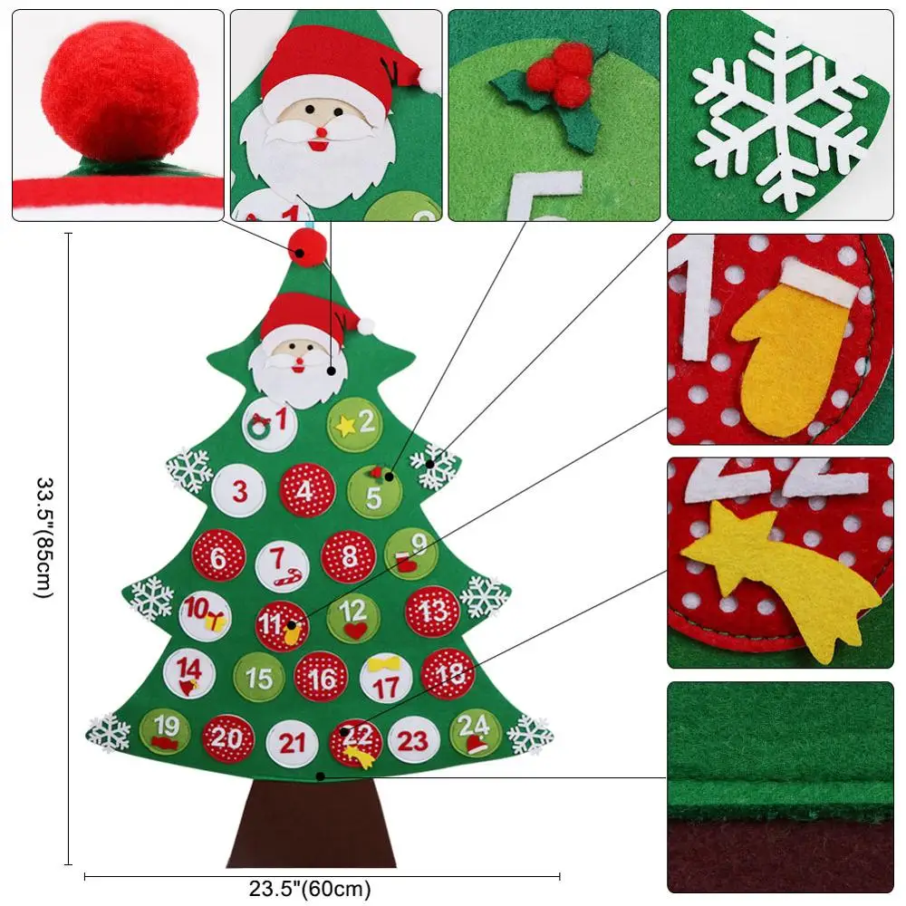 OurWarm Дети DIY Войлок Рождественская елка с орнаментом Дети год подарки на Рождество дверь Настенный декор - Цвет: Tree  Calendar