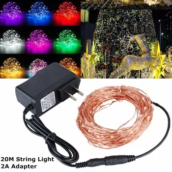 

20M IP67 200 LED Copper Wire Fairy String Light for Christmas Party Decor with 12V 2A Adapter