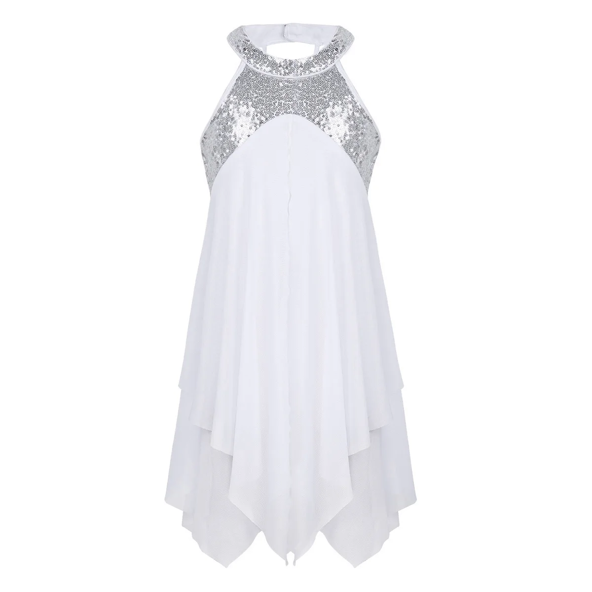 thumbnail image 1 of Traje de Ballet para niñas, vestido de tutú con leotardo de gimnasia con lentejuelas y cuello Halter, faldas de práctica de danza contemporánea, vestido de baile tutú de bailarina, 1 of 5