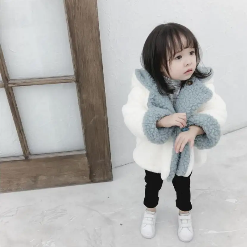 Winter Baby girls coat children's cute warm jacket cartoon two-faced wool sweater plus velvet thickening coat boys&girls 1-5 y