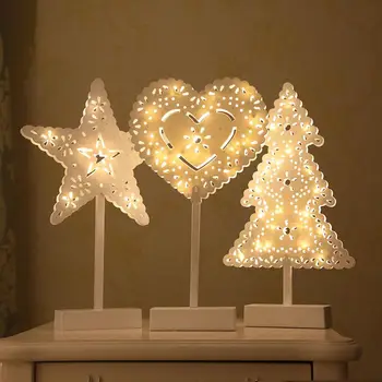 

Christmas LED Wooden Table Mini Night Light Desk Lamp Wedding Bedroom Christmas Decor Gifts