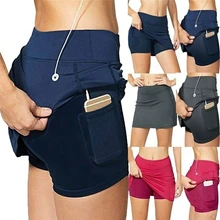 Jupes de Tennis 2 en 1 pour femmes, avec poche, crayon de course, de sport athlétique, de Golf, Shorts, grande taille S 5XL