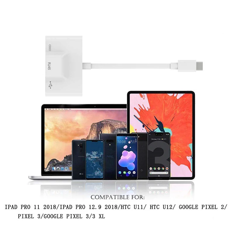Usb type C к Rj45 100 м Ethernet концентратор адаптер USB 3,0 USBC зарядный порт удлинитель док-станция для ipad Pro 11 12,9 кабель преобразователя