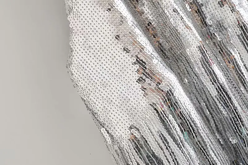 sexy silver sequined party dress women sleeveless backless tassel dress elegant ladies vestido