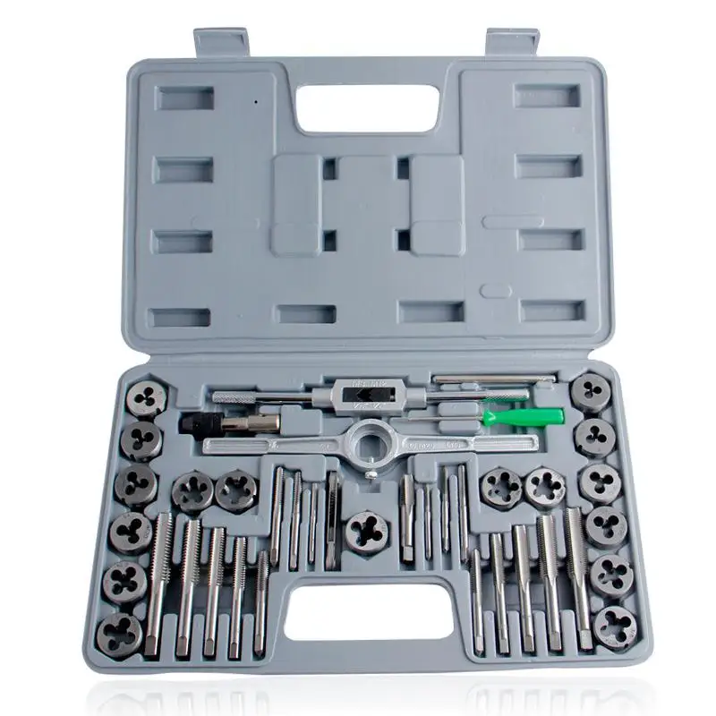 

40Pcs/Set Tap Die Set Hand Thread Plug Taps Handle Alloy Steel Inch Threading Tool with Case