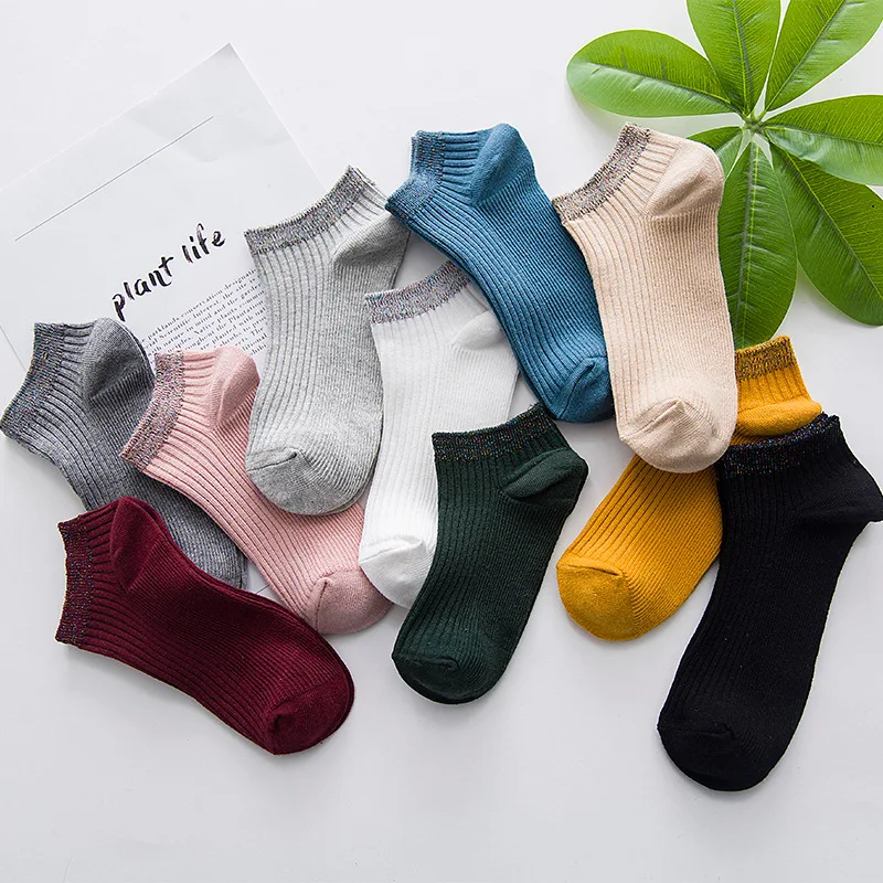 

Female Edition Candy-colored Socks Bright Silk Pure Colored Baitao Personality Spring and Summer Thin Cotton Socks