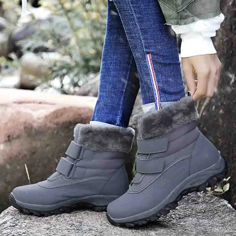 Winter Waterproof Cotton Boots Women Casual Plush Flat Short Snow Boots Winter Leisure Keep Warm Outdoor Shoes Plus Size
