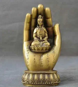 

Collectible China brass Kwan-yin Bodhisattva Goddess Hand Buddha Statue Buddhism