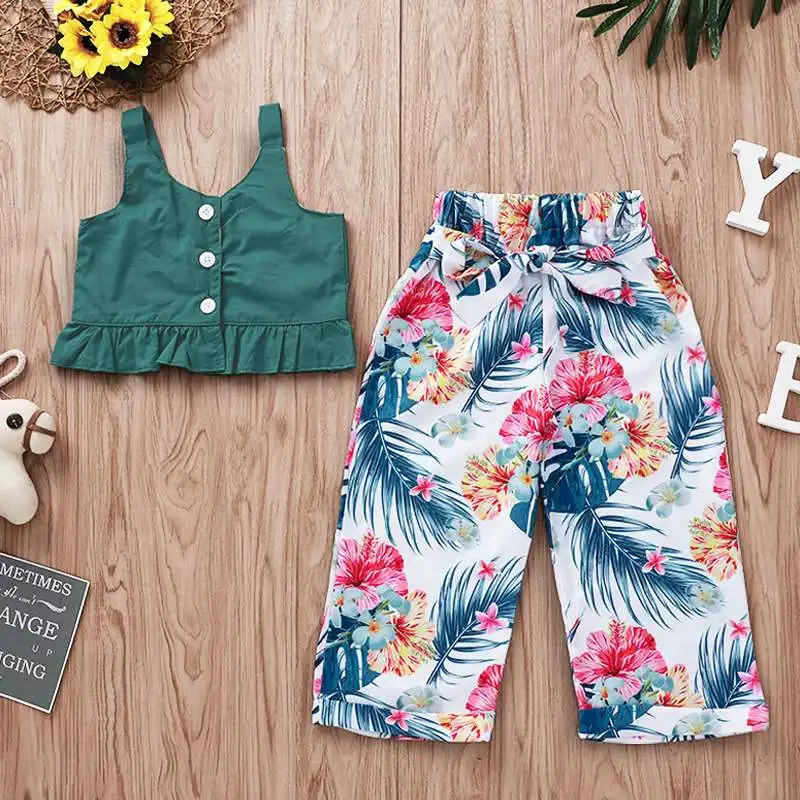 Коллекция 2019 года Детская летняя одежда комплект тропической одежды для