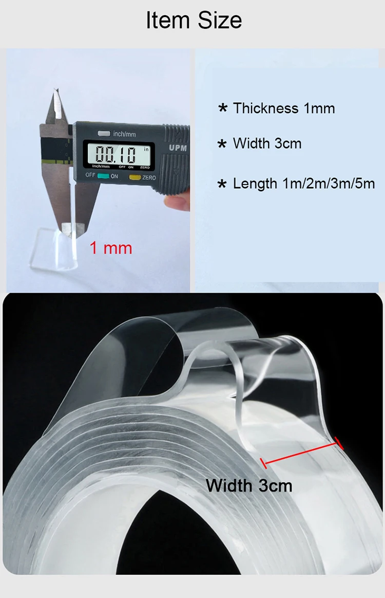 1/2/3/5m многоразовые Nano лента-липучка «Magic Tape» клейкая лента с двойным покрытием снимается и стирается клейкая лента для дома и автомобиля креплении инструменты