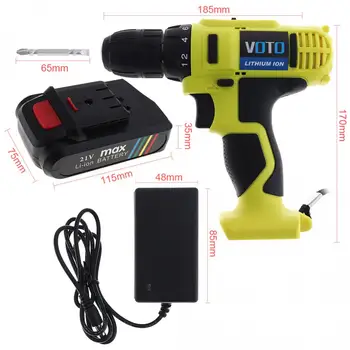 

AC 100-240V Cordless 21V Electric Screwdriver Drill with Battery and Two-speed Adjustment Button for Handling Screws / Punching