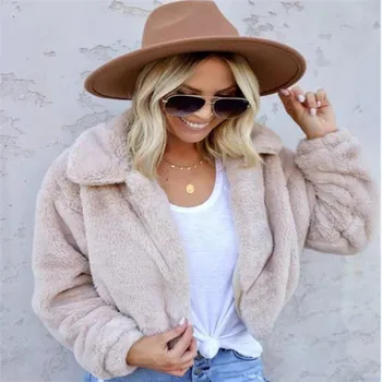 

Women Faux Fur Coats Winter Solid Fashion Open Point Outwear Women Luxury Long Sleeve Warm Thick Fluffy Jacket Female Coat Tops