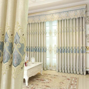 

New High-End Luxury Atmosphere European-Style Living Room Curtain Finished Simple Modern Shade Bedroom Curtain Mesh Curtains
