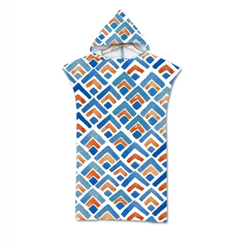 

Free shipping Gift Watercolor Geometric Zigzags Chevrons Scales Stars Hooded Swim Surf Bath Beach Poncho Towel Changing Robe
