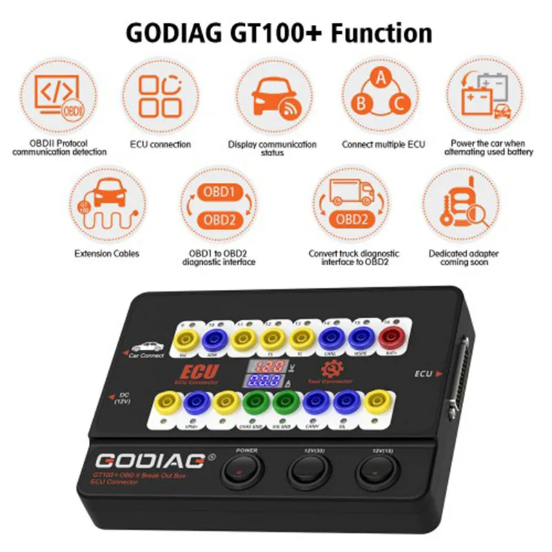 GODIAG GT100+ Pro New Generation OBDII Breakout Box with Electronic Current Display