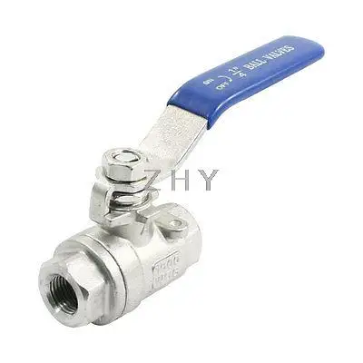 

0.4" Dia Inlet 2.5''x 0.6" Level Handle ON-OFF Ball Valve Adapter Silver Tone