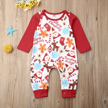 

Pudcoco Newborn Baby Boy Girl Clothes Christmas Print Long Sleeve Cotton Romper Jumpsuit One-Piece Outfit Clothes