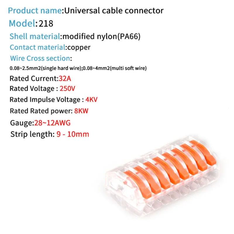 Mini Fast Wire Cable Connectors Universal Compact Conductor Spring Splicing Wiring Quick Connector Push-in Terminal 212