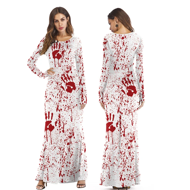 

Helloween Women Cosplay Ghost Bride Vampire Party Evening Dress Zombie Devil Demon Blood Masquerade Fancy Horror Scary Costumes