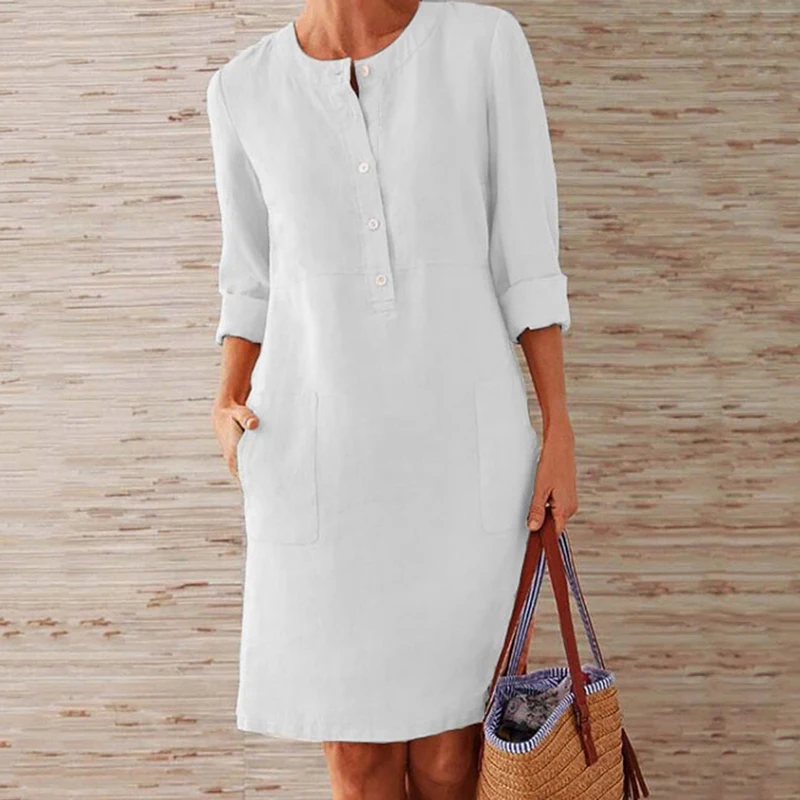 

Fashionable Sexy Loose Button Women Dress Long Sleeve Autumn Sexy dresses party night club dress 2020 Solid Dress