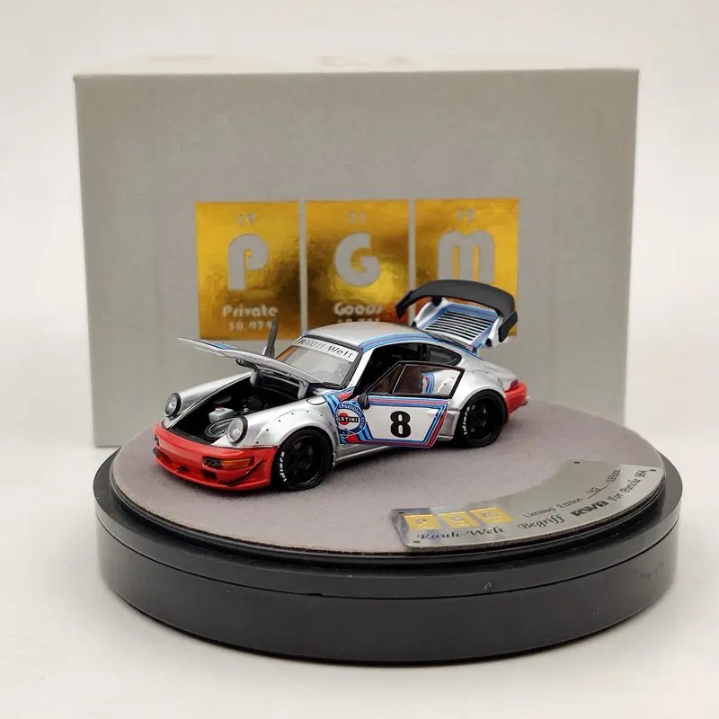 

PGM 1:64 For P~sche 964 RWB Martini Rauh Welt Begriff #8 Diecast Models Limited Auto Toys Car