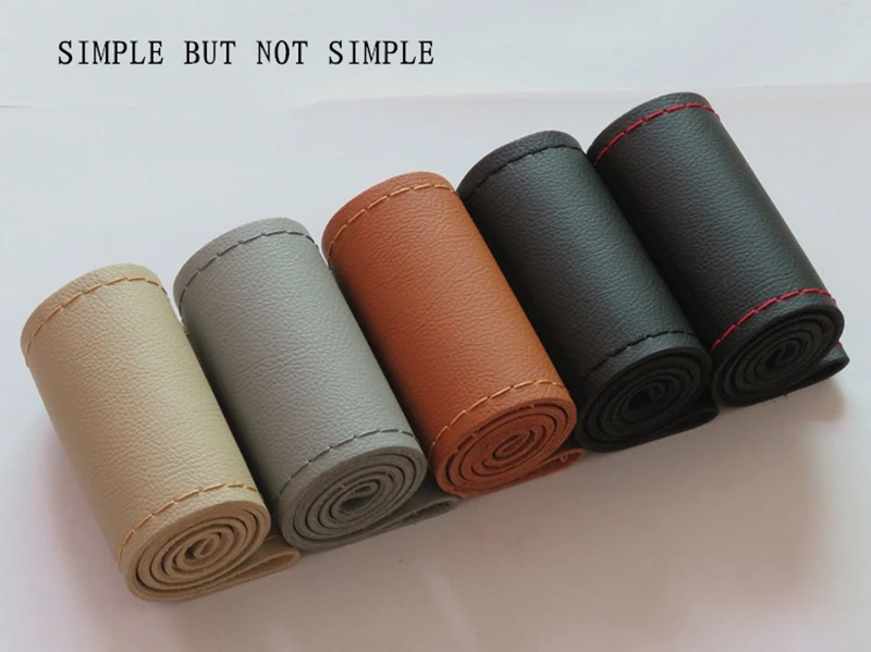 Leather Steering Wheel Cover -Durable Car Black Universal Wrap Leather Steering Wheel Cover -Durable Car Black Universal Wrap