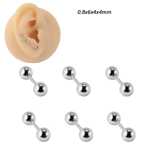 Steel Ear Tragus Cartilage Piercing Silver Color Ball Earring Conch Ear Lobe Stud Helix Cartilage Piercing Jewelry