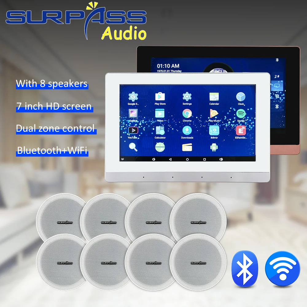 US $446.98 Smart Home Bluetooth Wireless WiFi Wall Amplifier Touch Screen Android PA Ceiling Speaker Stereo Background Music Audio Cinema