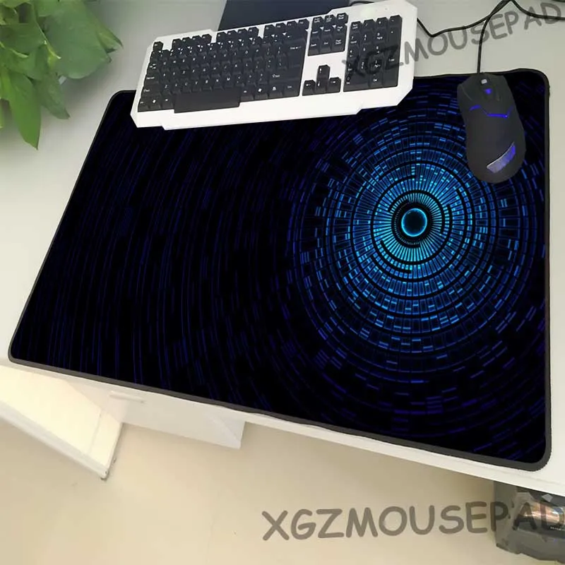 

XGZ Large Size Mouse Pad Black Lock Edge Technology Matrix Computer Desk Mat Rubber Non-slip Game Player Diy Custom