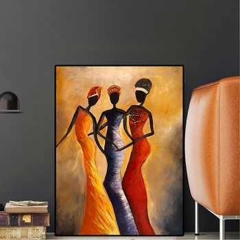 

Vintage African Woman Portrait Oil Painting on Canvas Posters and Prints Scandinavian Canvas Art Wall Picture for Living Room