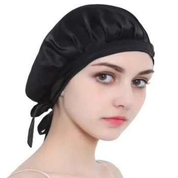 

Long Hair Care Women Fashion Mulberry Silk Satin Bonnet Cap Night Sleeping Hat Silk Cap For Women Girls Family Bathroom Supplies