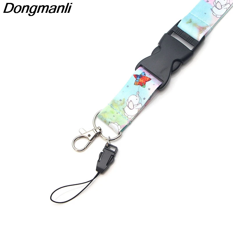PC1019 слон Радуга аутизм внимание Творческий Lanyards ID значок держатель ID карты пропуск Мобильный телефон ремни веревка цепь ожерелье