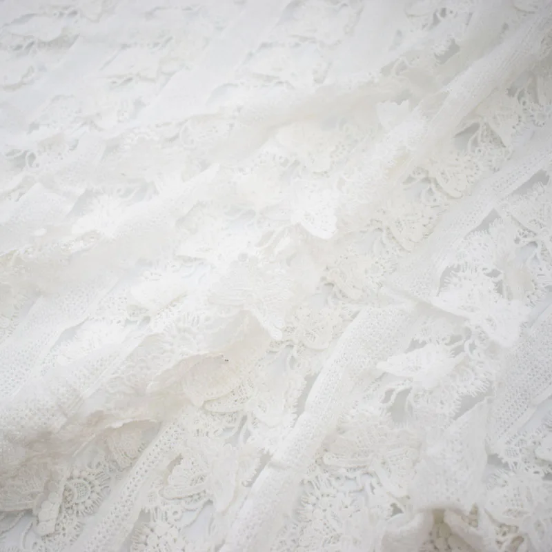 Вышитая бабочкой Водорастворимая кружевная ткань для платья bazin riche getzner tissu tissus au metre telas por metro tecido
