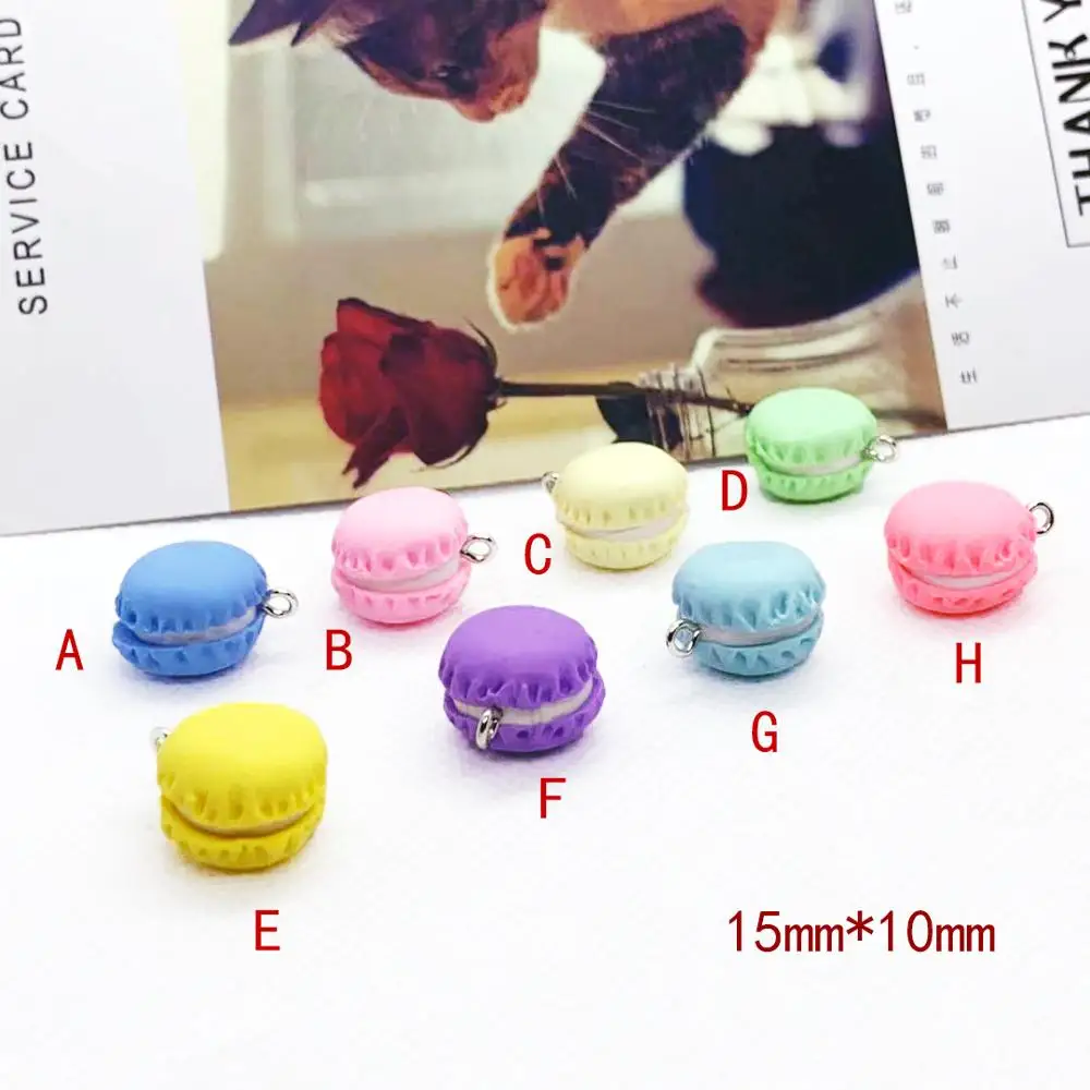 8pcs 15*10mm Kawaii 3D Polymer Clay Cream Macarons Sweet Food Charm Pendants For DIY Decoration Earrings Key Chains Accessories