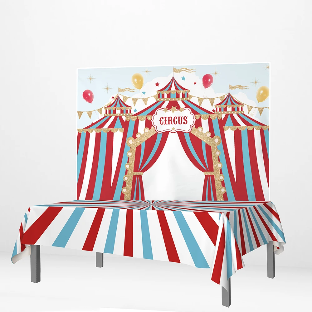 Allenjoy чехол для стола на день рождения цирк воздушный шар шатер с полосами фон