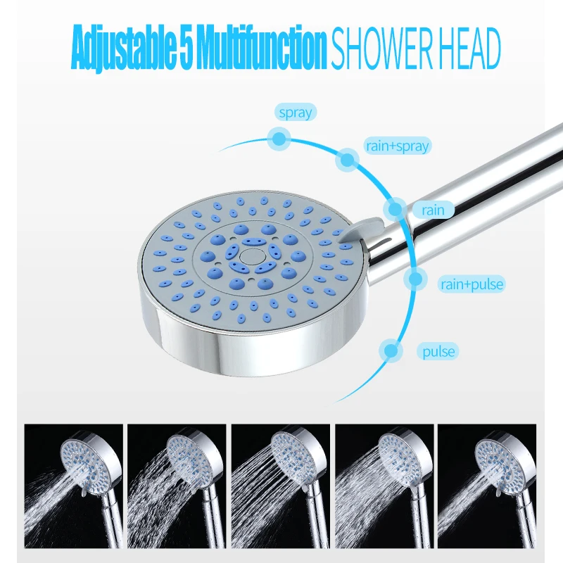 Shower Head Set Bathroom Handheld Showerhead with Hose and Holder Multiple Modes