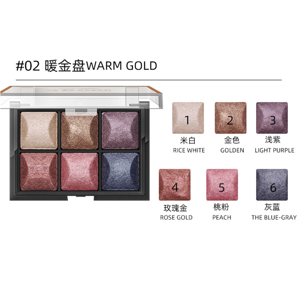 Givenone уникальная дуговая форма тени для век Палитра 6 цветов Тени для век Блеск матовый мерцающий телесный мягкий натуральный Запеченный порошок тени для век - Цвет: 02
