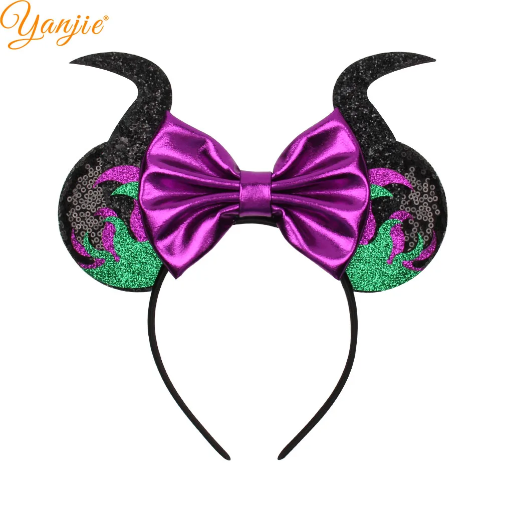 YANJIE 2022 Popular Mouse Ears Headband Sequins Hair Bows Charactor For Women Festival Hairband Girls Hair Accessories Party star hair clips Hair Accessories