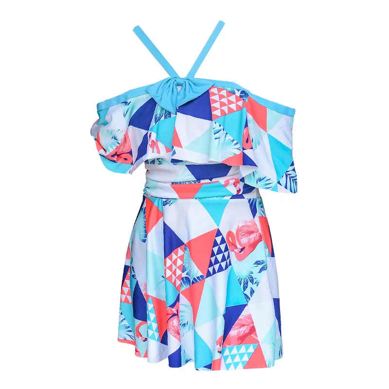 Swimsuit Women's One-piece off-Shoulder Strap off-Shoulder Bow Skirt Boxer Indie Beach Swimsuit Women's 056080