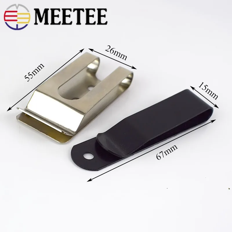 Meetee 2 шт. 5,5/6,7 см металлические зажимы для ремня, крепежная пряжка, крючок для карманов, кошелек, ключ, проститутка, сделай сам, аксессуары, серебро, черный, BF219